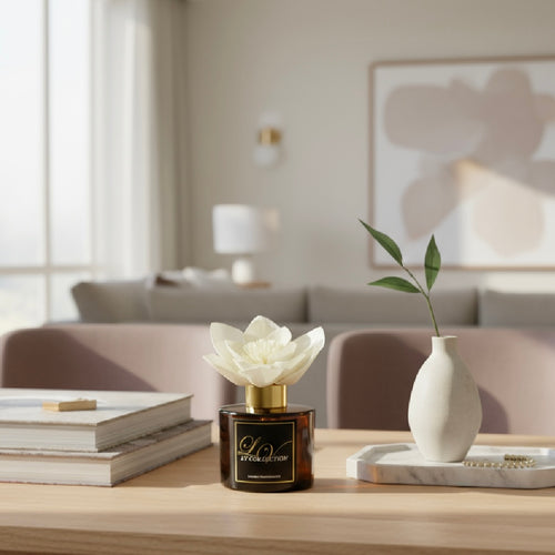 Luxury Amber Glass Reed Diffuser 100ml - Gold Lid