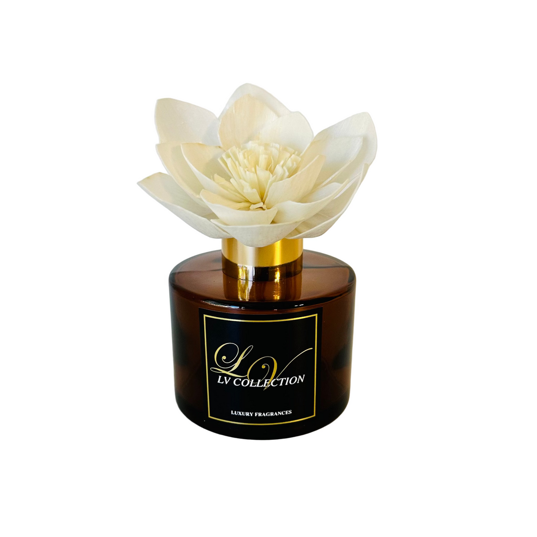 Luxury Amber Glass Reed Diffuser 100ml - Gold Lid