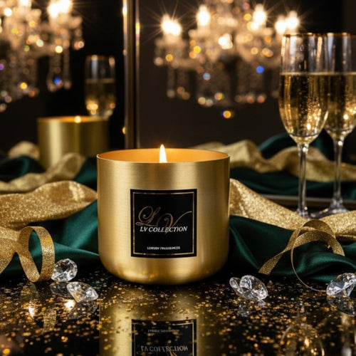 Golden Glow Luxe Candle 500g - Premium Soy Metallic Candle| LV Collection