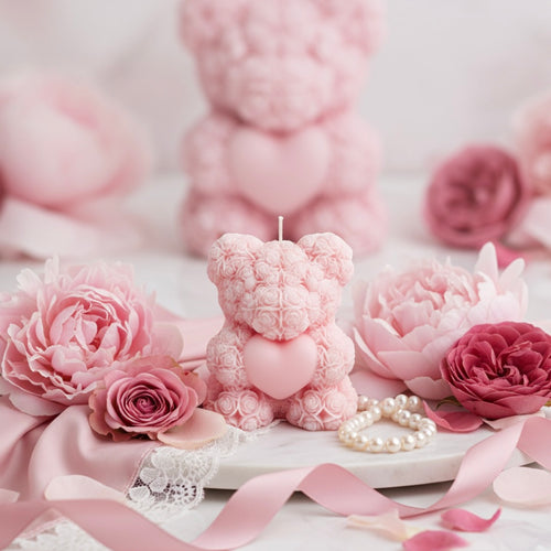 Teddy Bear Heart Candle - Custom Colour Soy Wax Candle