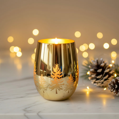 Golden Glow Christmas Tree Candle - Luxury Soy Candle | LV Collection