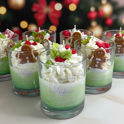 Christmas Gingerbread Candle - Festive Green Dessert Candle