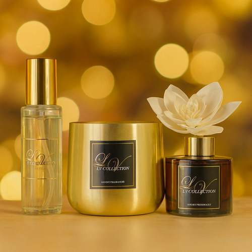 BLACK FRIDAY - Luxury Fragrance Bundle - Gold Candle, Diffuser & Room Spray