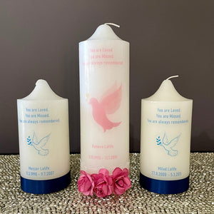 Memorial candles  In remembrance of your loved ones. Candles can be personalised to your liking.  Enquire within through Instagram or Email sales@lvcollection.com.au