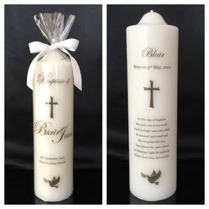 Baptism ,Confirmation, Wedding Personalised Candles and Memorial candles.   Please email at sales@lvcollection.com.au or DM on Facebook or Instagram.  Have personal photos printed on the candle along with names, dates and verses and decorated with ribbon, even coloured font if you like.  Other options to customise your candles are also available.   The personalised candles make great gifts for Godparents/grandparents, family and friends to mark a special day.  A proof will be sent fo