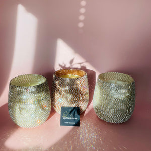 Totally surrounded in diamanté’s these Bling candle vessels are stunning especially when different light shines on them. A must have. 