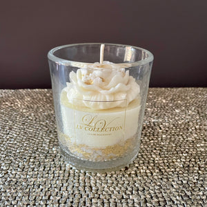 Gold foil peony flower candle